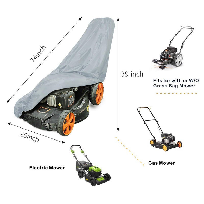 SEAZEN Waterproof Heavy Duty Lawn Mower Cover, UV and Dust Protection Push Mower Cover, Universal Fit with Drawstring & Storage Bag - Image 4